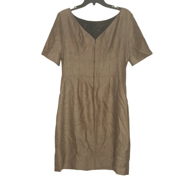 Antonio Melani Brown Academia Herringbone Wool Blend Dress 8 - Picture 5 of 11